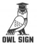 Owl wearing graduation cap, text 'Owl Sign'.
