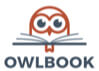 Owlbook logo with owl and book design.