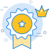 Award ribbon with star and crown icon