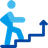 Person climbing stairs, upward progress